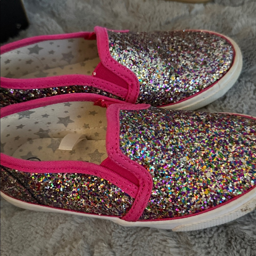Cat & Jack Kids Sneakers - Pink and Silver Glitter